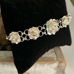 Silver 925 rosebud blossom rose bracelet